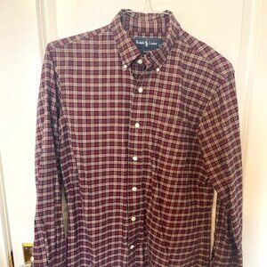 Ralph Lauren Red Plaid Flannel Shirt Men’s Medium – Christmas Winter Holiday